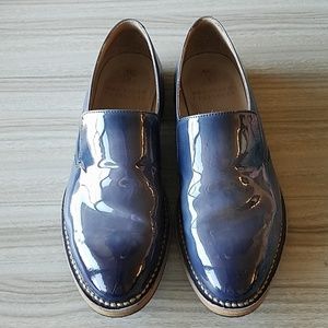 Brunello Cucinelli Navy Leather Slip Ons - 37EU